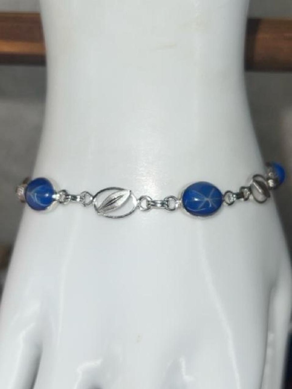 Vintage 1950s, 60s Van Dell sterling silver blue star sapphire bracelet